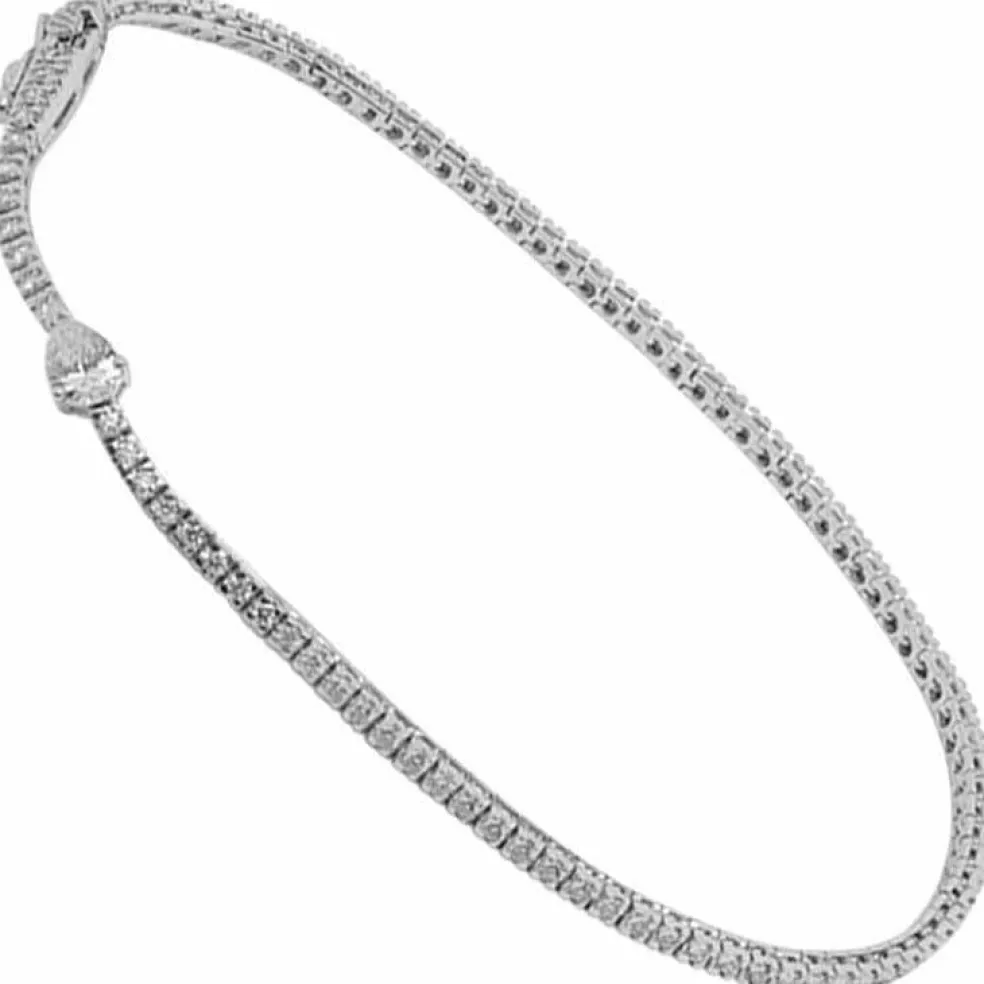 Bracelet tennis or blanc Diamant poire