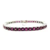 Bracelet Tennis or blanc serti de rubis