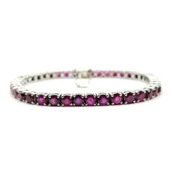 Bracelet Tennis or blanc serti de rubis