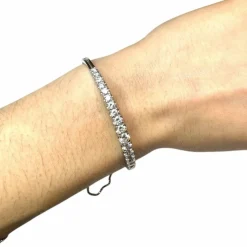 Bracelet Tennis Or Blanc Diamants 2.5ct