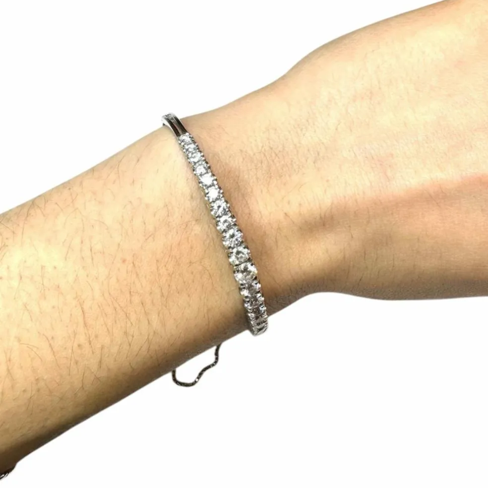 Bracelet Tennis Or Blanc Diamants 2.5ct