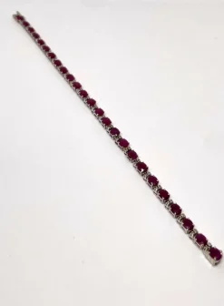 Bracelet tennis or blanc rubis et diamants