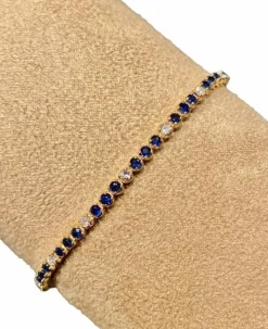Bracelet Tennis Or jaune Saphirs Diamants