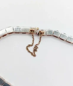 Bracelet tennis or jaune et argent, 3,00 cts diamant taille rose (circa 1900)