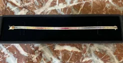 Bracelet Tennis Saphirs Arc-En-Ciel & Diamants Or Rose