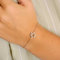Bracelet étoile de David or blanc