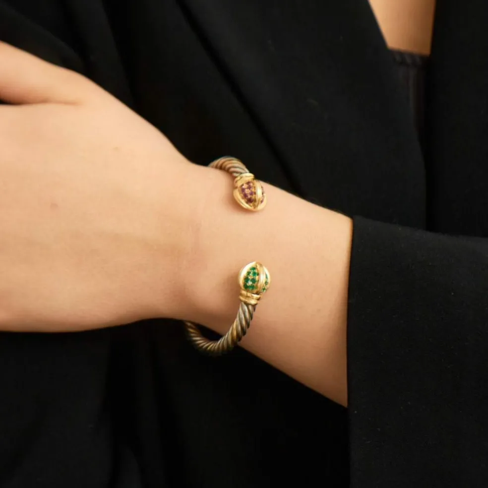 Bracelet Torque Rubis & Emeraudes