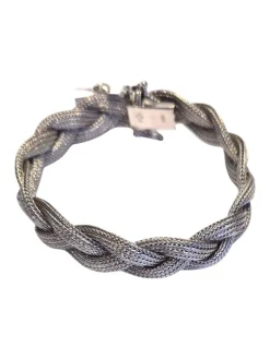 Bracelet tressé en or blanc 14 carats