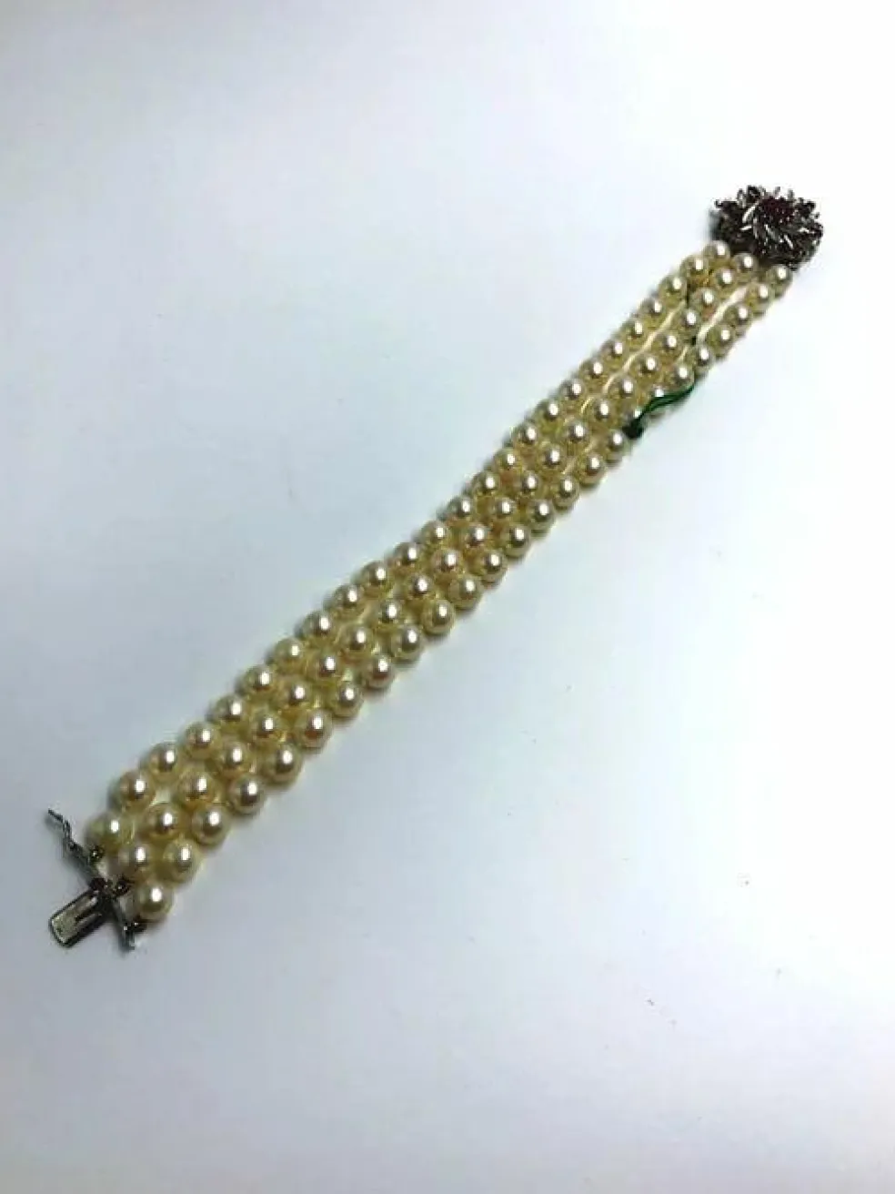 Bracelet trois rangs de Perles Rubis