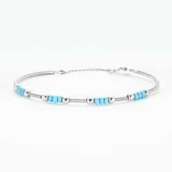 Bracelet Tubogaz Turquoises Or Blanc