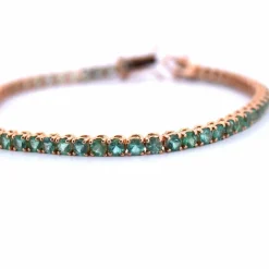 BRACELET UNISEXE « TENNIS » - OR ROSE 18 KT - ÉMERAUDES NATURELLES