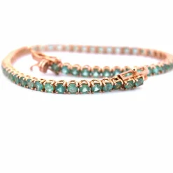 BRACELET UNISEXE « TENNIS » - OR ROSE 18 KT - ÉMERAUDES NATURELLES