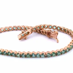 BRACELET UNISEXE « TENNIS » - OR ROSE 18 KT - ÉMERAUDES NATURELLES
