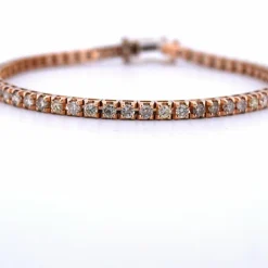 BRACELET UNISEXE « TENNIS » - OR ROSE 18 KT - DIAMANTS