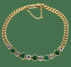 Bracelet vintage en diamants et émeraudes