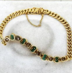 Bracelet vintage en diamants et émeraudes