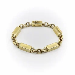 Bracelet vintage en or 18 carats avec barres et maillons alternés
