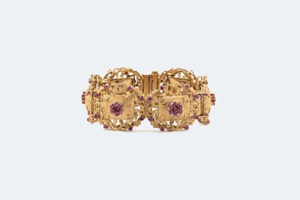 Bracelet vintage en or avec rubis