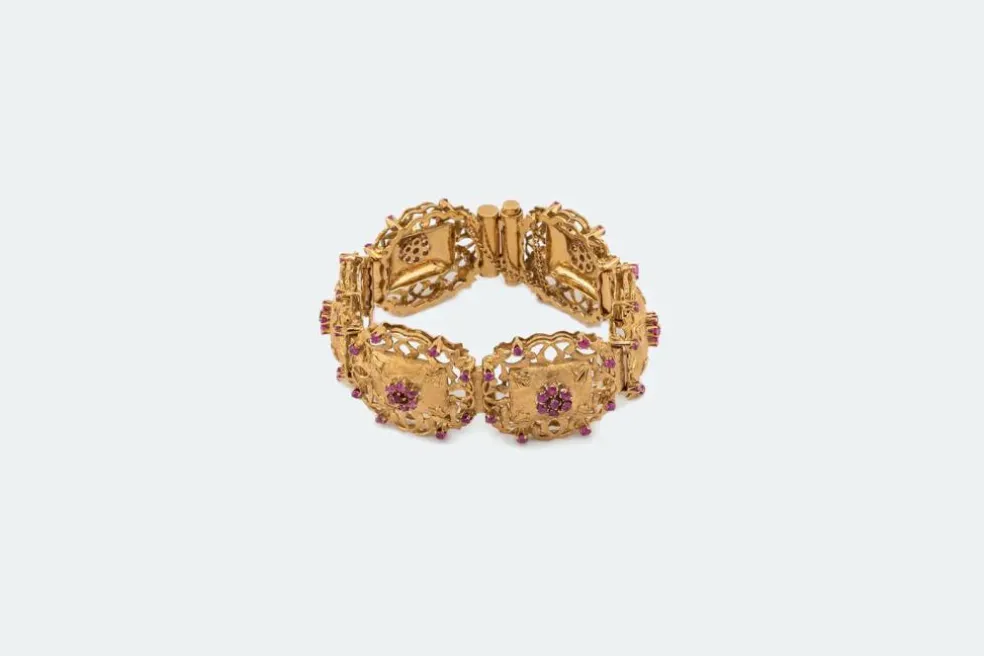 Bracelet vintage en or avec rubis
