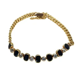 Bracelet vintage en or jaune et diamants et saphirs