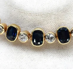 Bracelet vintage en or jaune et diamants et saphirs