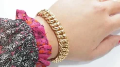 Bracelet vintage maille américaine en or rose