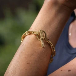Bracelet vintage maille Chaîne d'ancre en or jaune