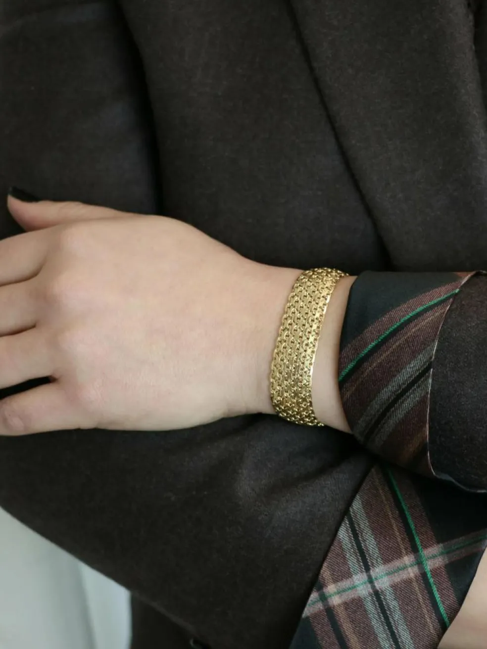 Bracelet vintage maille milanaise or jaune