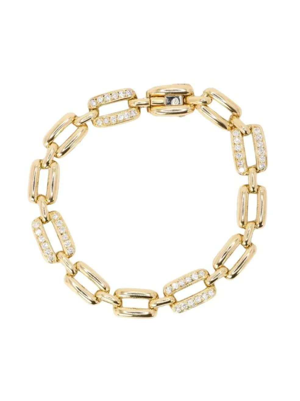 Bracelet vintage maille rectangle or jaune diamants