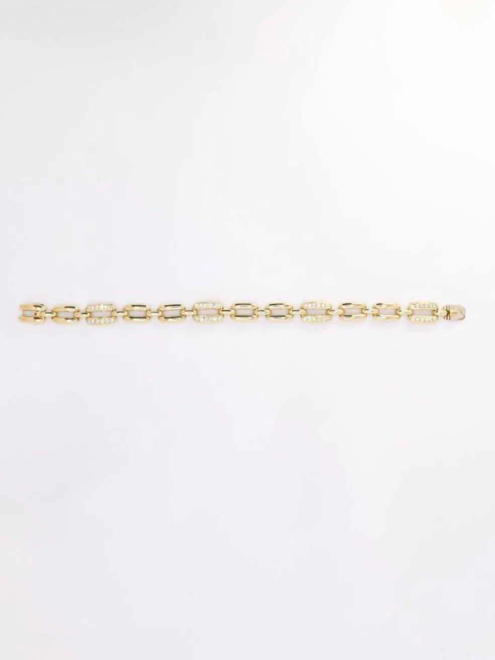 Bracelet vintage maille rectangle or jaune diamants
