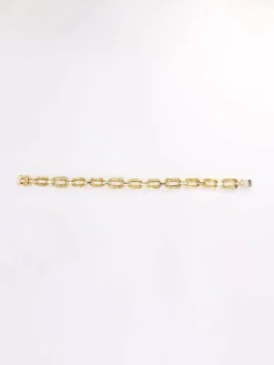 Bracelet vintage maille rectangle or jaune diamants