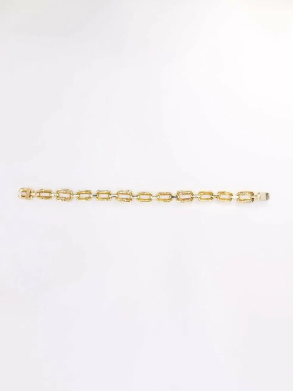 Bracelet vintage maille rectangle or jaune diamants