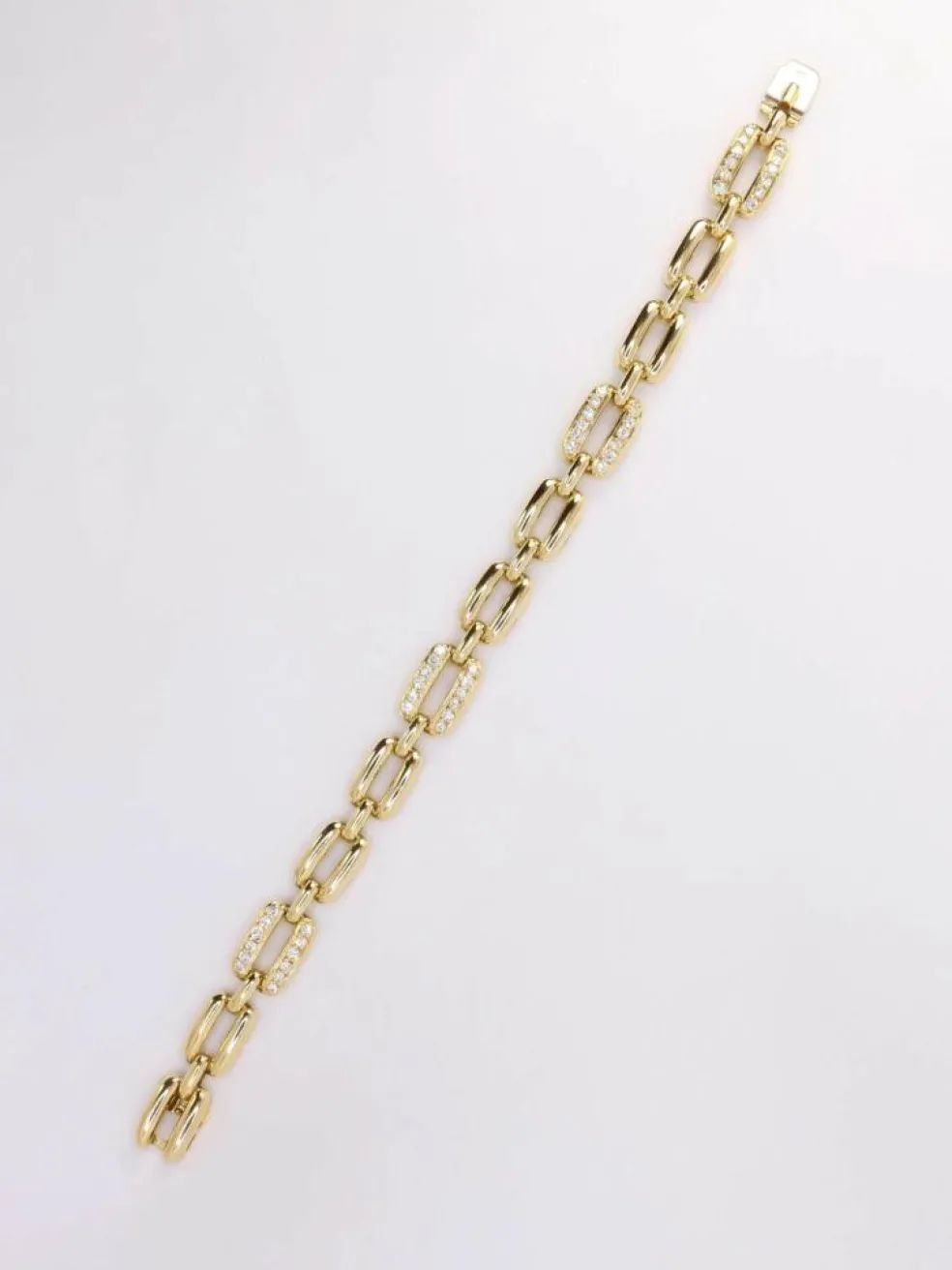 Bracelet vintage maille rectangle or jaune diamants