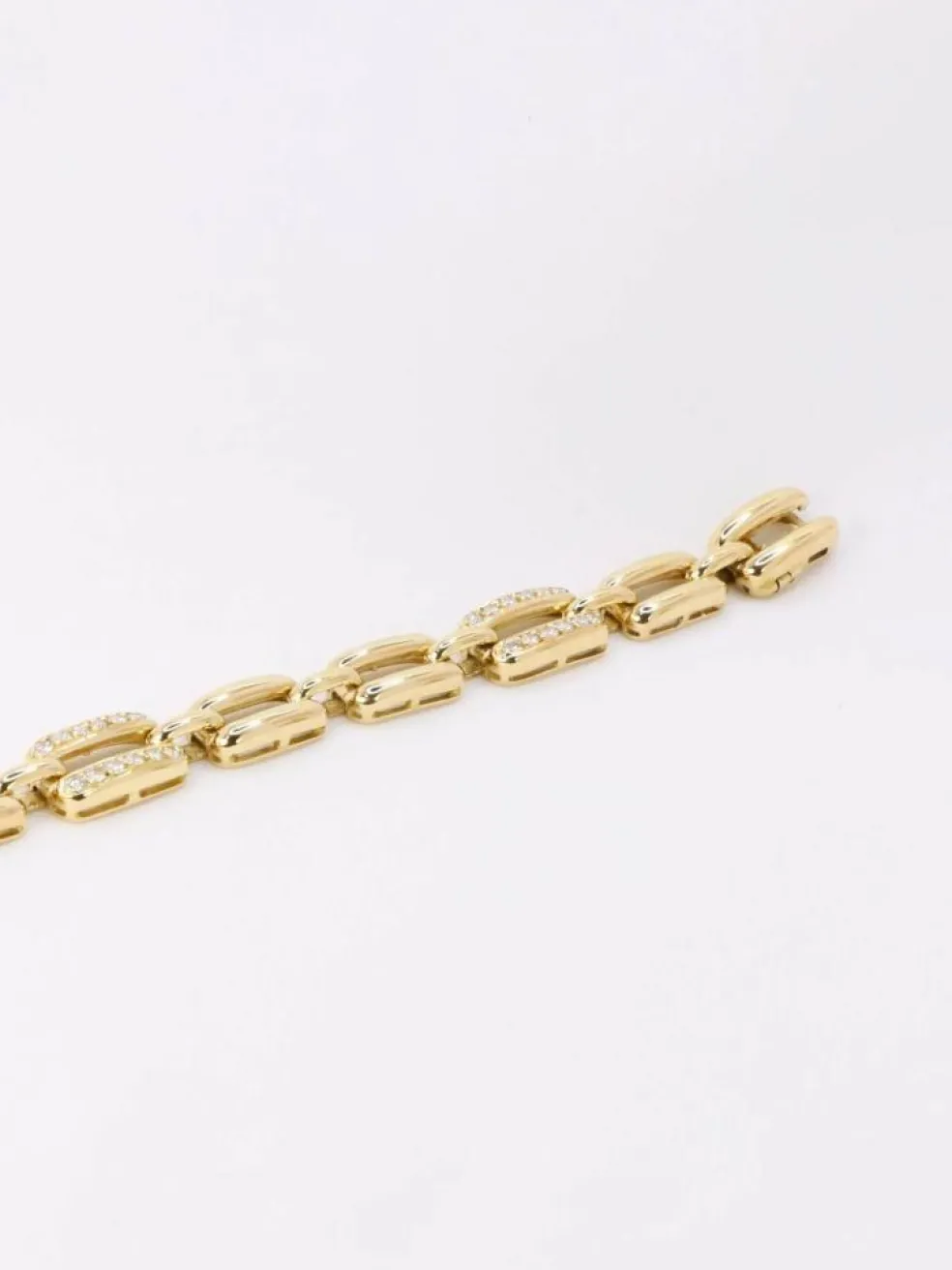Bracelet vintage maille rectangle or jaune diamants