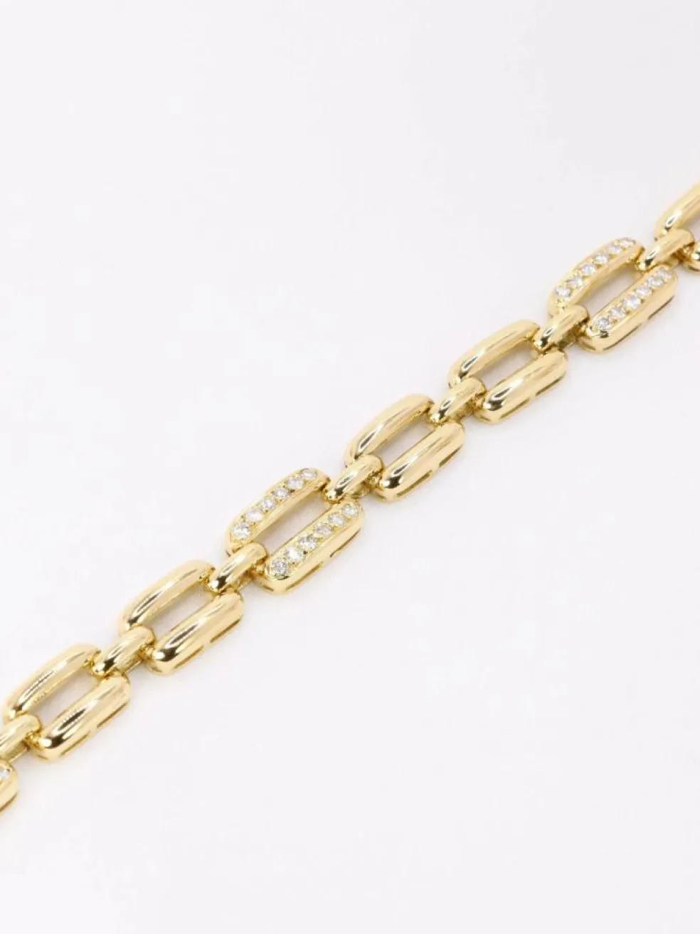 Bracelet vintage maille rectangle or jaune diamants