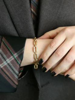 Bracelet vintage maille rectangle or jaune diamants