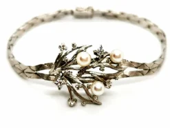 Bracelet Vintage Or blanc Diamant, Perle