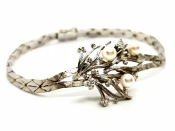 Bracelet Vintage Or blanc Diamant, Perle