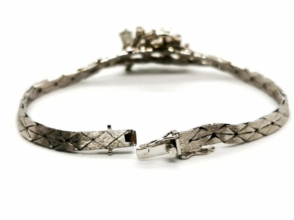 Bracelet Vintage Or blanc Diamant, Perle