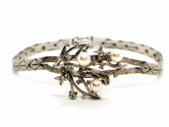 Bracelet Vintage Or blanc Diamant, Perle