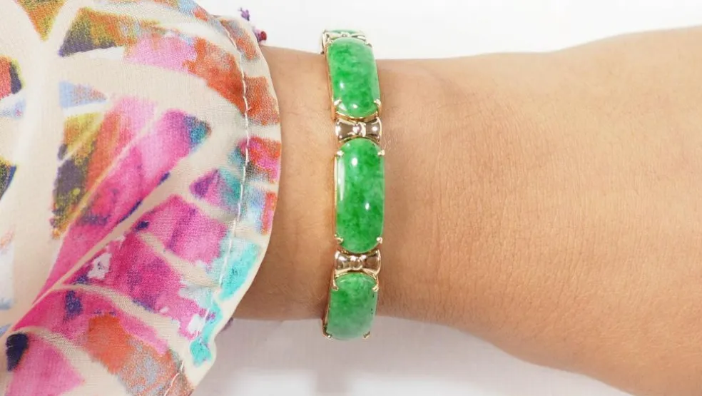 Bracelet vintage Or jaune Jade Diamants