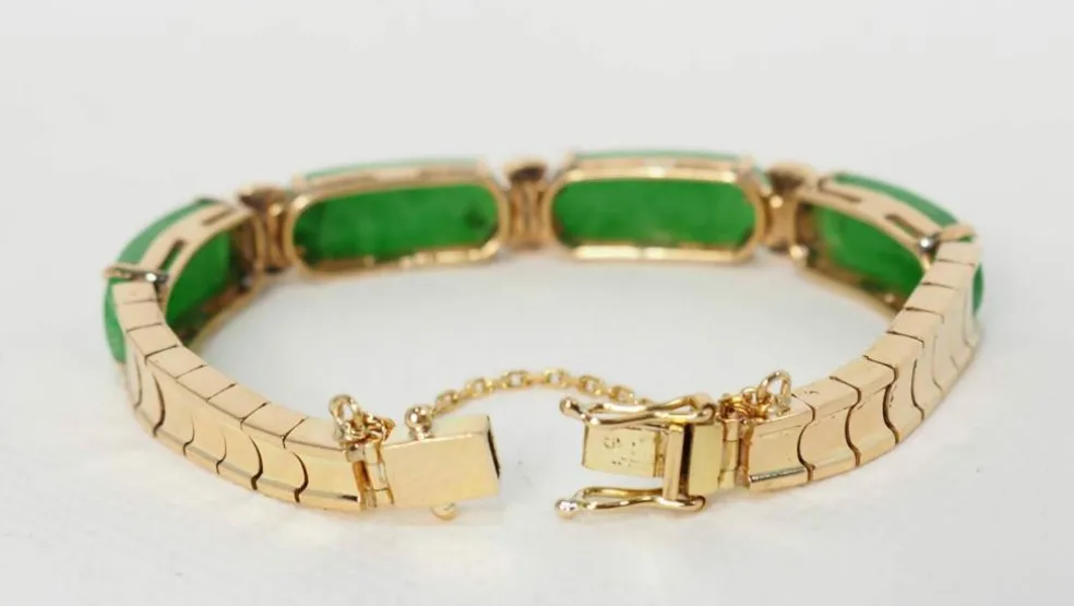 Bracelet vintage Or jaune Jade Diamants