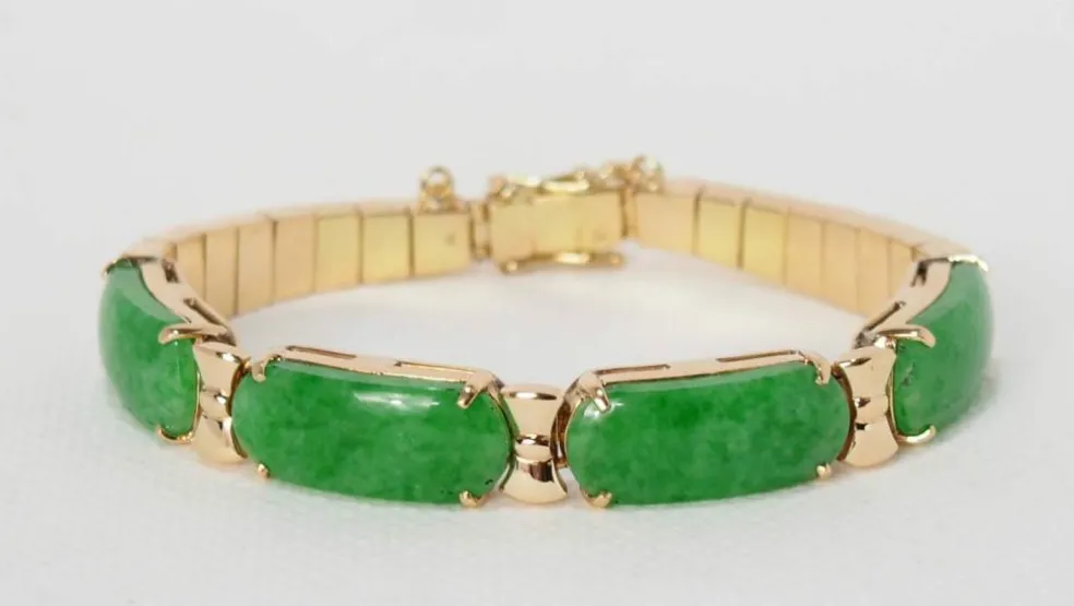 Bracelet vintage Or jaune Jade Diamants