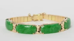 Bracelet vintage Or jaune Jade Diamants