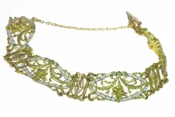 Bracelet vintage or émail blanc attribué à Lucien Gautrait