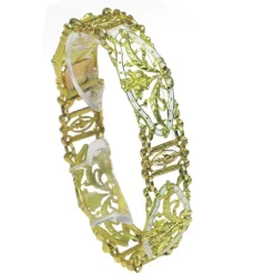 Bracelet vintage or émail blanc attribué à Lucien Gautrait