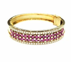 Bracelet vintage or rubis diamants