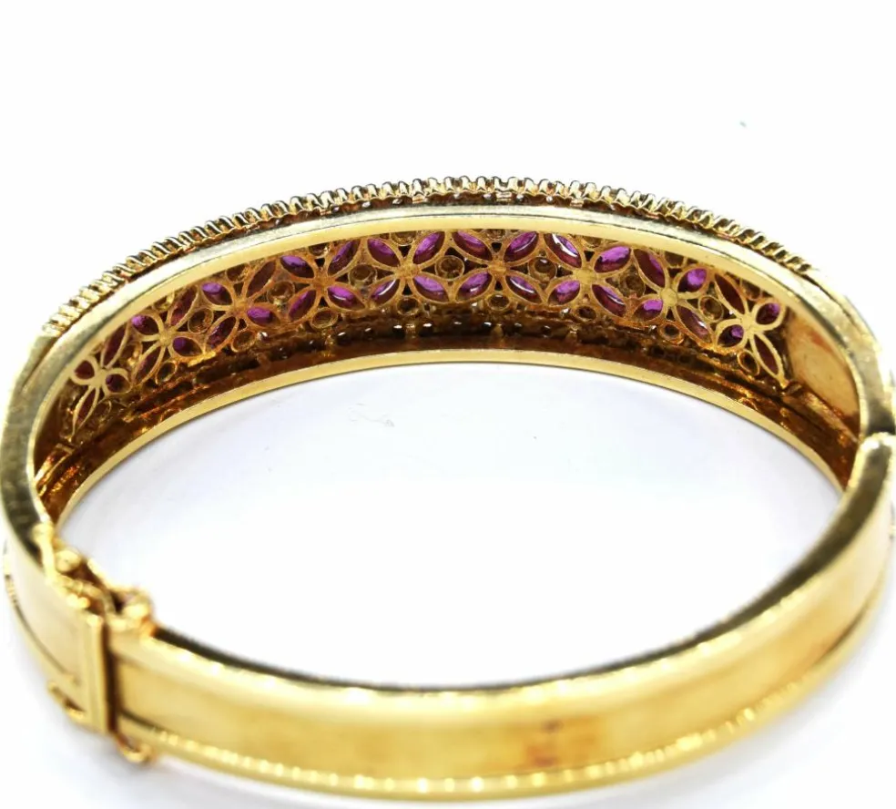 Bracelet vintage or rubis diamants
