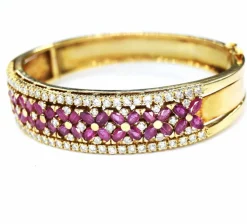 Bracelet vintage or rubis diamants
