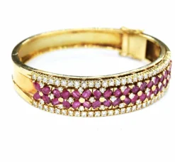 Bracelet vintage or rubis diamants